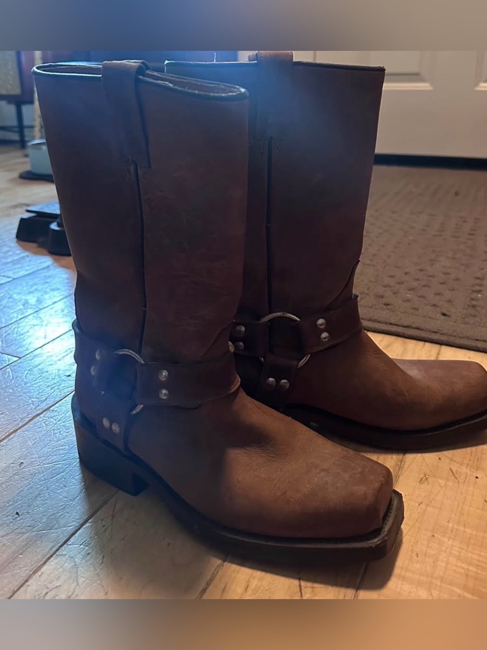 Buffalo David Bitton Brown Leather Heeled Harness Boots